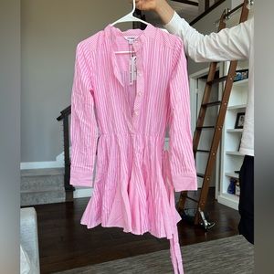 Steve Madden pink pinstriped wrap dress